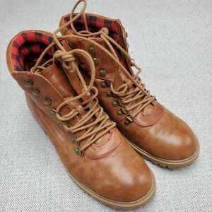 Women's MIA Brown Cognac Faux Leather Boots Lance Style Vintage Size 10